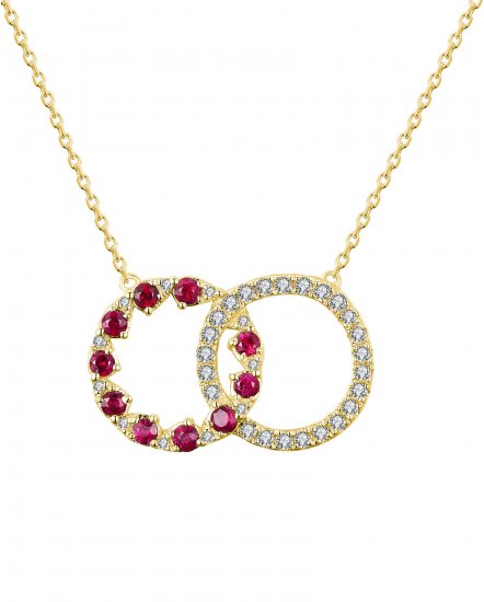 ROUND INTER LINKED STYLE COLORED STONE DIAMOND NECKLACE (TN384)